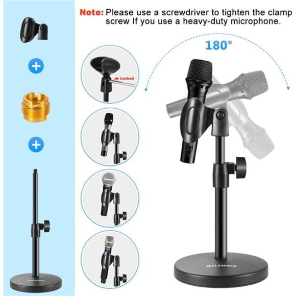 3 in 1 Multi Function Desktop Microphone Stand, Adjustable Table Mic Stand - Picture 4 of 7